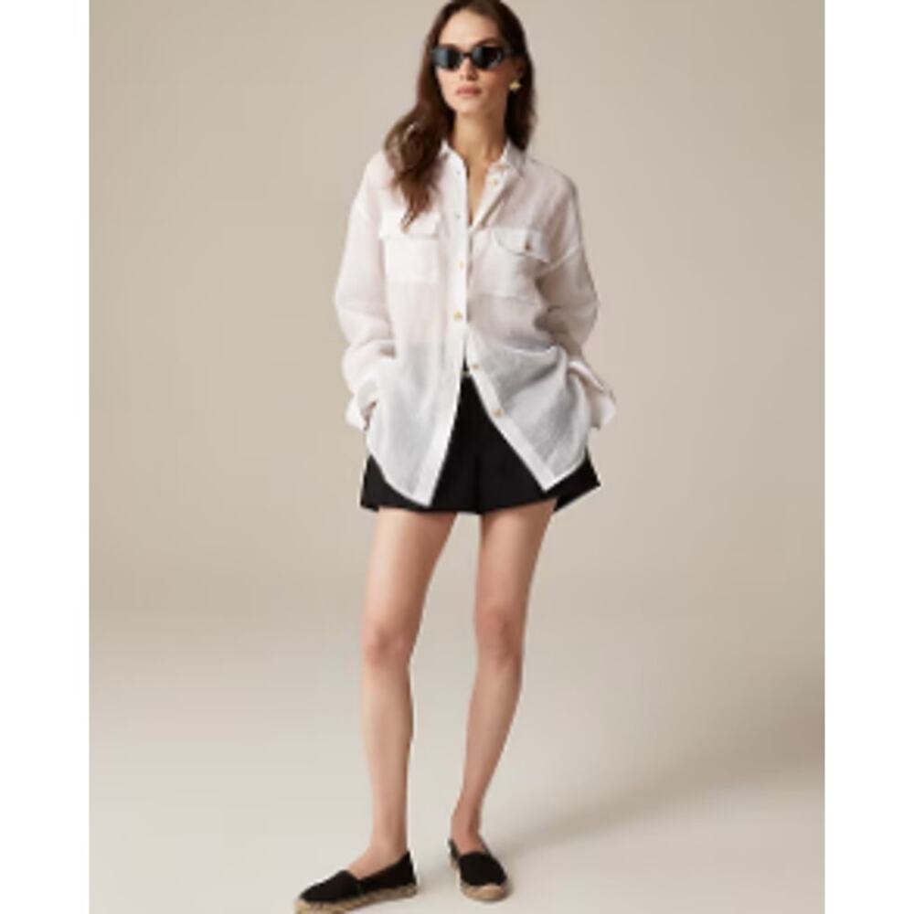 J. Crew Classic-fit Shirt in Tan Seersucker Size 12